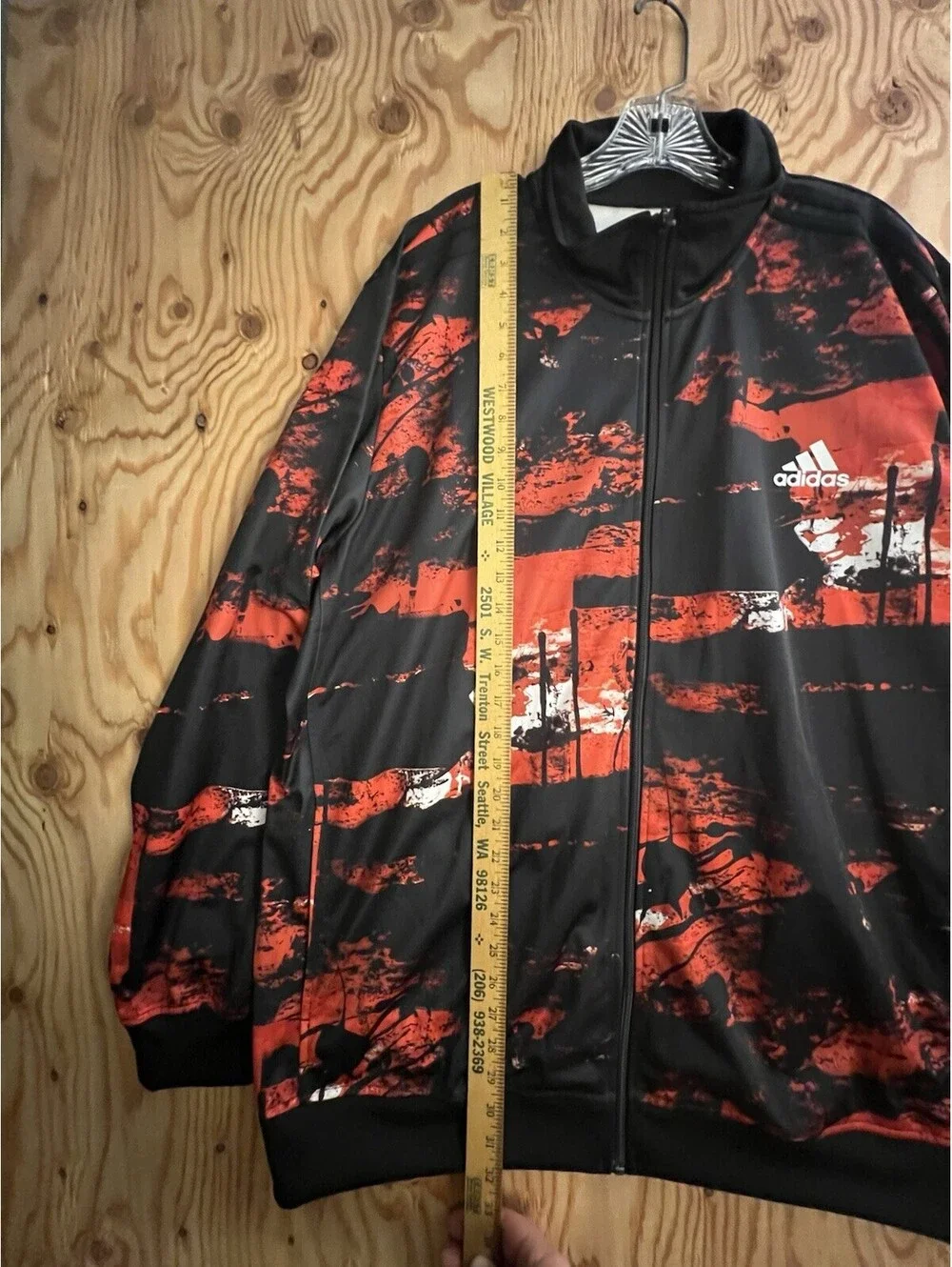 Adidas Mens 2XL Red Paint Splatter 3 Stripes Track Jacket Full Zip